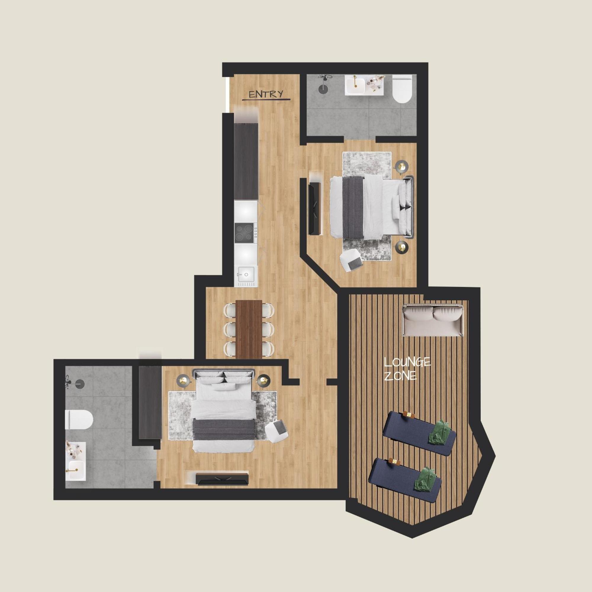 Superior Ferienwohnung mit 2 Schlafzimmern